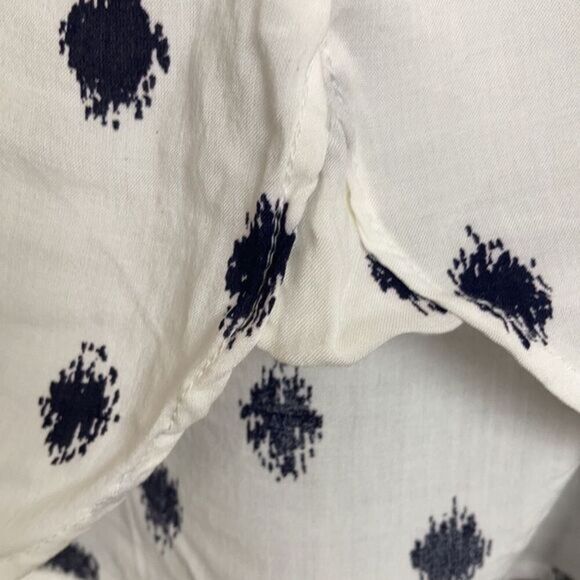 LOFT rayon white top black geo print shirt sleeve - Picture 4 of 6
